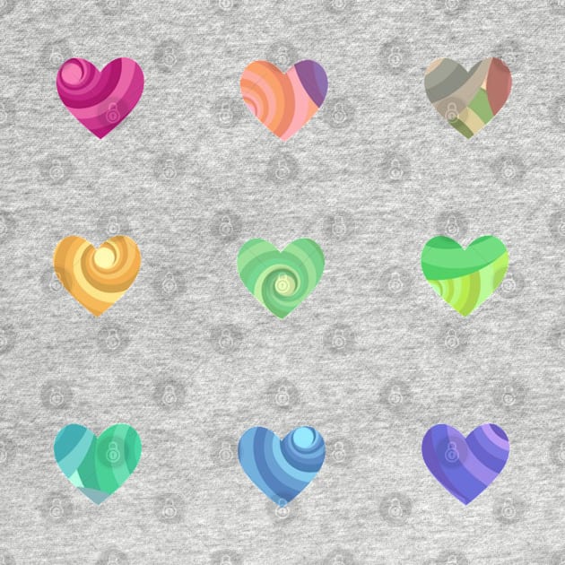 Mini Rainbow Swirl Hearts Sticker Pack by casserolestan